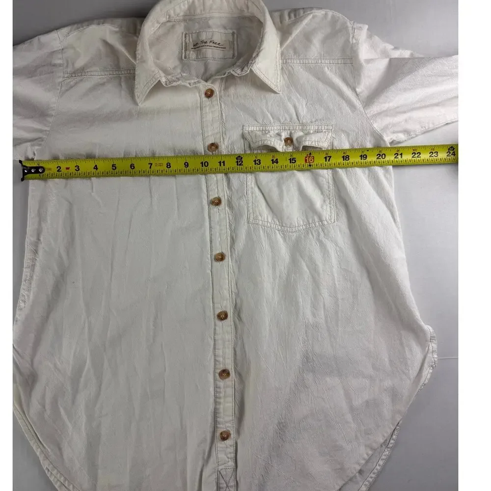 We The Free Free People freddie White Oversize Long Sleeve Top XS